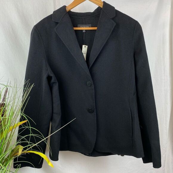 Talbots Black Wool Double Button Blazer Jacket 14 NEW - Picture 2 of 7